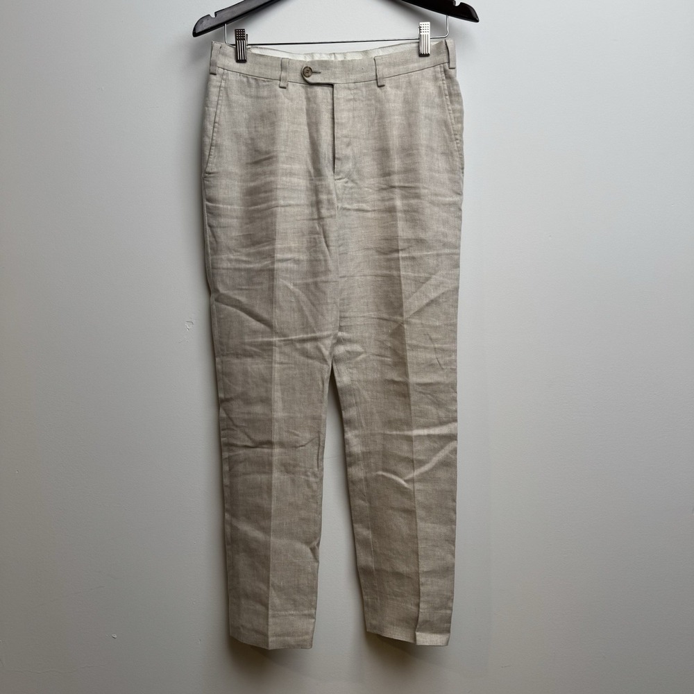 Suitsupply Brescia 100% Linen Pants 29x27 Beige Tan Slim Fit Trouser Summer Mens